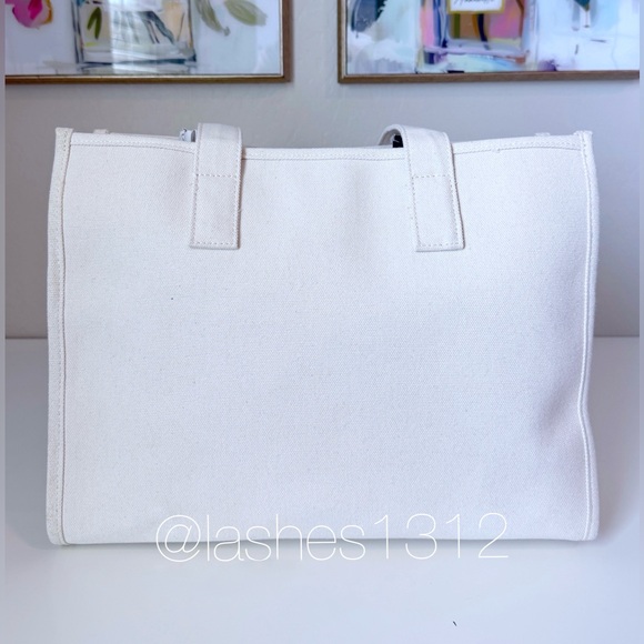 STEVE MADDEN Girl Canvas Tote Bag with Rosette Flowers - Cream MG245111 - Picture 6 of 9